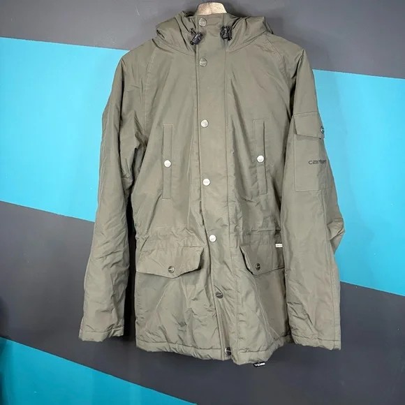 Carhartt Olive Green Hooded Puffer Coat - Picture 15 of 16